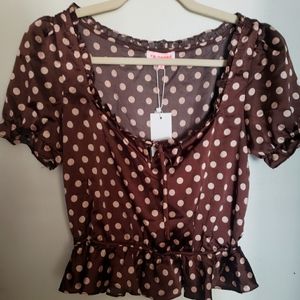 Brown beautiful polka-dot blouse